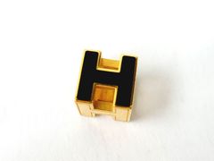 エルメス ペンダントトップ カージュドアッシュ ネックレストップ Ｈキューブ ゴールド ブラック HERMES