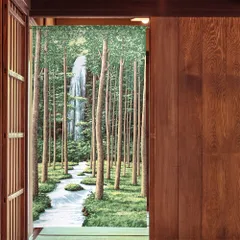 【MINIBOX のれん制作工房 正規販売店舗】【匿名配送 ネコポス 全国送料無料】のれん「滝と川辺」85x150cm【日本製】スタジオジブリ 家紋 トトロ 千と千尋の神隠し 風景 景色 和柄 和風目隠し