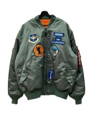 アルファインダストリーズ ALPHA INDUSTRIES MA-1 FLIGHT JACKET フライト ジャケット フルパッチ ワッペン ミリタリー アウター ブルゾン 緑 サイズ 4L ジャケット 総柄 カーキ 104MT-1435