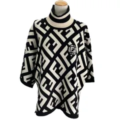 美品　フェンディ カシミヤ混　ニットポンチョ　FF ズッカ柄 ハイネック フェンディ FENDI FENDI ポンチョ FXX782 AQ8G ケープ FFロゴ