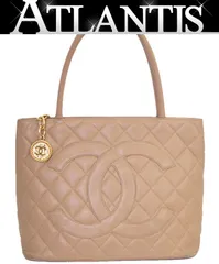 シャネル CHANEL 復刻トート ハンドバッグ キャビアスキン ベージュ Ｇ金具 6番台 【69806】