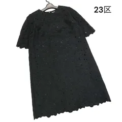 23区 Applaudir アプロディール 春夏 フラワー レース♪ 半袖 ワンピース ドレス Sz.36　レディース 黒 結婚式 二次会
