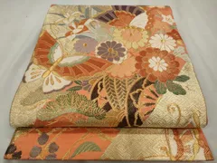 平和屋着物◎佐賀錦　六通柄袋帯　吉祥花蝶文　金糸　正絹　逸品　CAAS4068qe
