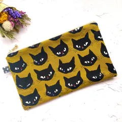 黒猫マスクケース⭐︎通帳ケース⭐︎フラットポーチ