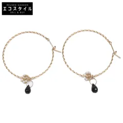 agete アガット 【美品】K10/K14 オニキス/パールチャーム フープ