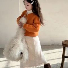 【110～140】ニットスカート　ロングスカート　シンプル　韓国子供服　海外子供服　子供服　キッズ