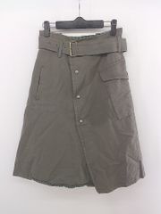 ◇ ◎ beautiful people チェック モヘア混 モーターサイクル 膝下丈 フレア スカート サイズ36 カーキ系 レディース E  【1304050016516】