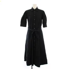 ポロ バイ ラルフローレン Polo by Ralph Lauren シャツワンピース ロング 半袖 パフスリーブ ウエストリボン 2 黒 /BM