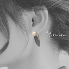 Lune Drop　ぷっくり　天然淡水真珠　ピアス　SV925×K18gp　HP052