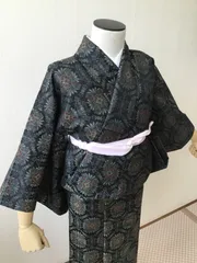 ウール　着物　ウール着物　小さめ　リサイクル着物　　w-069のサムネイル