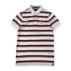 TOMMY HILFIGER トミーヒルフィガー SLIM FIT STRETCH ボーダー 鹿の子 半袖 ポロシャツ XS/マルチ メンズ
