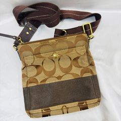 A【中古】COACH コーチ ショルダー シグネチャー ブラウン レディース バッグ ブランド