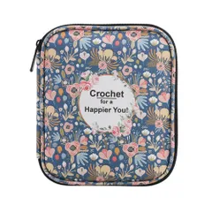 ☆ ネイビー ☆ かぎ針 編み針 収納ケース 花柄 かわいい おしゃれ かぎ針 収納ケース 編み針 収納 ポーチ 大容量 携帯 持ち運び かわいい おしゃれ 文房具 ペンケース 工具入れ 画材入れ 花柄 フラワー メッシュポケット ラウンドファスナー