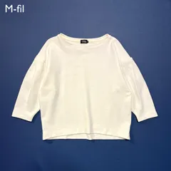 Mfil エムフィル✨アイボリー Vネック 半袖ニット 40
