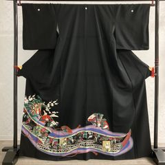 留袖　化繊　中古品　リメイク用　ポリエステル  HAA1229