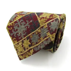 クリッツア ブランド ネクタイ シルク 格子柄 小紋柄 総柄 メンズ レッド KRIZIA 【中古】