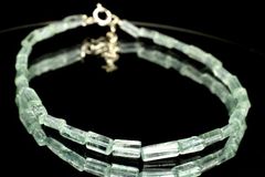 【１点物】シルバー925◇宝石質 パライバトルマリン　4-6x2-3mm　チューブカット(アジャスター付き) ブレスレット  _MA869