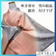 付け下げ絞り檜垣花裂取りモノトーン黒地着物021a d