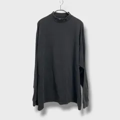 ☆90ｓ☆NIKE☆銀タグ☆モックネック長袖Tシャツ☆ワンポイント刺繍☆無地☆黒☆USA製☆G25M