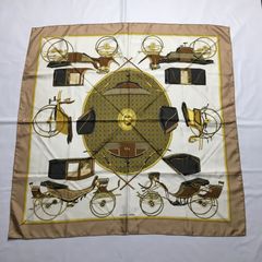 2507-166｜美品｜エルメス カレ 90 スカーフ シルク ネイビー