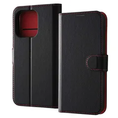 【 新品 未開封 】 レイアウト iPhone 15 Pro(6.1インチ) Like standard 耐衝撃 手帳型レザーケース シンプル マグネット/ブラック/レッド RT-P42ELC1/BR 未使用 送料無料