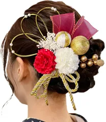 ヘアーアクセサリー リボン 水引 かすみ草 和玉 紐 成人式 人気 和服 浴衣 着物 振袖 袴 髪飾り 成人式 卒業式 七五三 花火大会 祭り [ULITU] 夏祭り 結納 入学式 結婚式 発表会