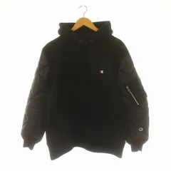 アイ ジュンヤワタナベマン コムデギャルソン ジュンヤマン eye JUNYA WATANABE MAN チャンピオン Champion AD2023 スウェットカスタマイズ×エステルリップストップキルティパーカー プルオーバー L 黒 ブラックのサムネイル