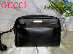 ⑲ Gucci グッチ レザーxナイロン セカンドバッグ ブラック 黒