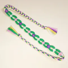 ３色のお花チェーンのプロミスリングミサンガ