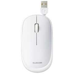 エレコム 有線 マウス Slint 静音 薄型モバイル 3ボタン ケーブル巻取式 ホワイト M-TM10UBWH 0