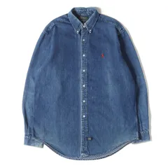 【USA製 雰囲気抜群】POLO Ralph Lauren ポロ ラルフローレン シャツ インディゴ サイズ:L | 80s POLO COUNTRY 赤ポニー ボタンダウン デニムシャツ | 80年代 ヴィンテージ 古着 | トップス【メンズ】【中古】