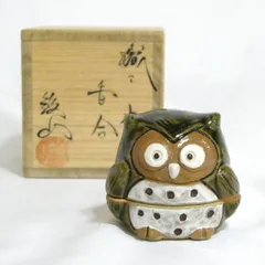 山口錠鉄　織部　結文　香合 山口錠鉄織部結文香合