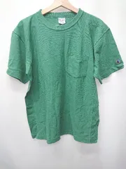 ◇ ⊂ Champion チャンピオン シンプル 無地 胸ポケット 半袖 Tシャツ カットソー サイズM グリーン系 メンズ E  【1507160015916】