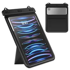 【在庫処分】MoKo タブレット防水ケース お風呂ケース 縦スタンド仕様 12インチ以下のタブレット適用 首掛けバンド付き 浴室 プール 水泳 砂浜 海水浴 iPad 第11世代 2025 /iPad Air 11インチ 2025/ iPad 第9/8/7世代