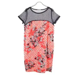 マレーラ レース 切替 半袖 総柄 ワンピース M オレンジ系 MARELLA レディース 【中古】  【230701】