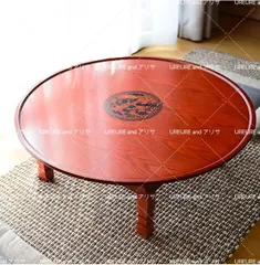 薔薇のステンシルとカッティングの折り畳みラウンドテーブル60cmピンク