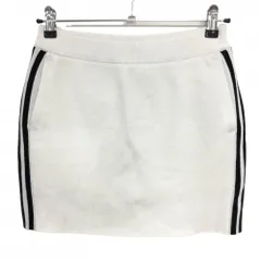 【美品】アディダス ニットスカート 白×黒 ウール混 ウエストゴム 内側インナーパンツ レディース M ゴルフウェア adidas