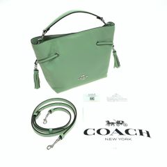 極美品】コーチ ショルダーバッグ レザー ライトグリーン 保存袋付き 