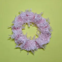 ヘアゴム シュシュ かぎ針編み 大人 子供 ピンク ひらひら