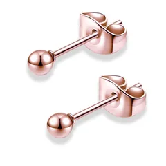 【特価セール】swars ピアス 丸玉 ボール シルバー メンズ レディース 男女 シンプル 丸玉ピアス ボールピアス 両耳用 2個 ペア 金属アレルギー (ピンクゴールド 3mm)