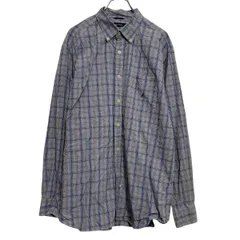 NAUTICA 長袖 チェックシャツ XL ブルーグレー ノーティカ ボタンダウン ビッグサイズ 胸ポケット ロゴ 古着卸 アメリカ仕入 a702-7090のサムネイル