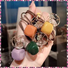 送料無料 おしゃれ ヘアゴム 5本セット韓国風ゴム お洒落大人可愛い カラービーズ髪ゴム お出かけ髪留め 髪飾り ヘアアレンジ まとめ髪普段使い ヘアアクセサリーリングゴム カラフル 2連結び プチプラ ヘアゴム お団子 5ピース