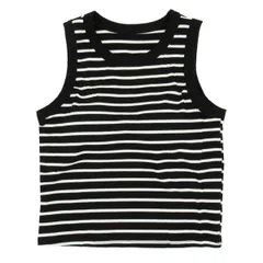 カップ付き タンクトップ 無地 ボーダー 綿 クルーネック クロップドタンクトップ 腰丈 ショート丈 ブラトップ ストライプ レディース カジュアル 夏  rr-006