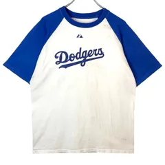 MajesticマジェスティックMLBロサンゼルス・ドジャースDodgersラグラン半袖Tシャツ野球ベースボールBASEBALLメジャーリーグチームロゴプリント両面プリント#99ラミレスナンバリング青ブルー白ホワイトvintageヴィンテージ50305