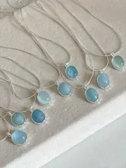 ジュエリー レディース ネックレス ペンダント 1個 スターリングシルバー ブルー 人工的 アクアマリン ストーン 女性用 ネックレス