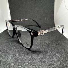 伊達メガネ　サングラス クロス ホワイト&シルバー y2k クロムハーツ好きに 即完売】タガー メガネ 伊達メガネ y2k クロム カザール ゴールド