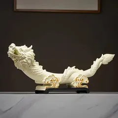 龍 ドラゴン 竜 ホワイト ブラウン 白 置物 オブジェ 風水 開運 縁起 干支 中国 玄関 寝室 方角 金 強力 スピリチュアル  店舗 金運 仕事運 健康運 伝統的 高品質 気高い
