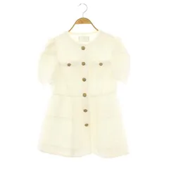 セルフォード CELFORD 23SS ペプラムハーフスリーブジャケット ノーカラー ツイード 36 白 ホワイト /AT ■OS