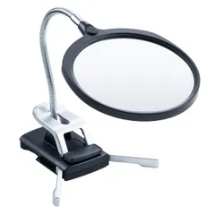 レンズ径13cm/充電式 サンワダイレクト 拡大鏡 スタンドルーペ アクリル ライト付き クリップ 手芸 プラモデル はんだ付け レンズ径13cm 拡大率2倍 充電式 400-LPE020