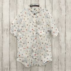 新品 ☆ SCHIATTI ☆ スキャッティ ヨット柄 国旗柄 半袖 ボタンダウンシャツ ホワイト L